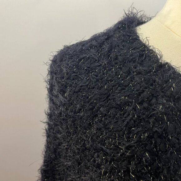 Wearing Your Heart on Your Sleeve Black Fuzzy Knit Cropped Sweater - Medium - Picture 3 of 5
